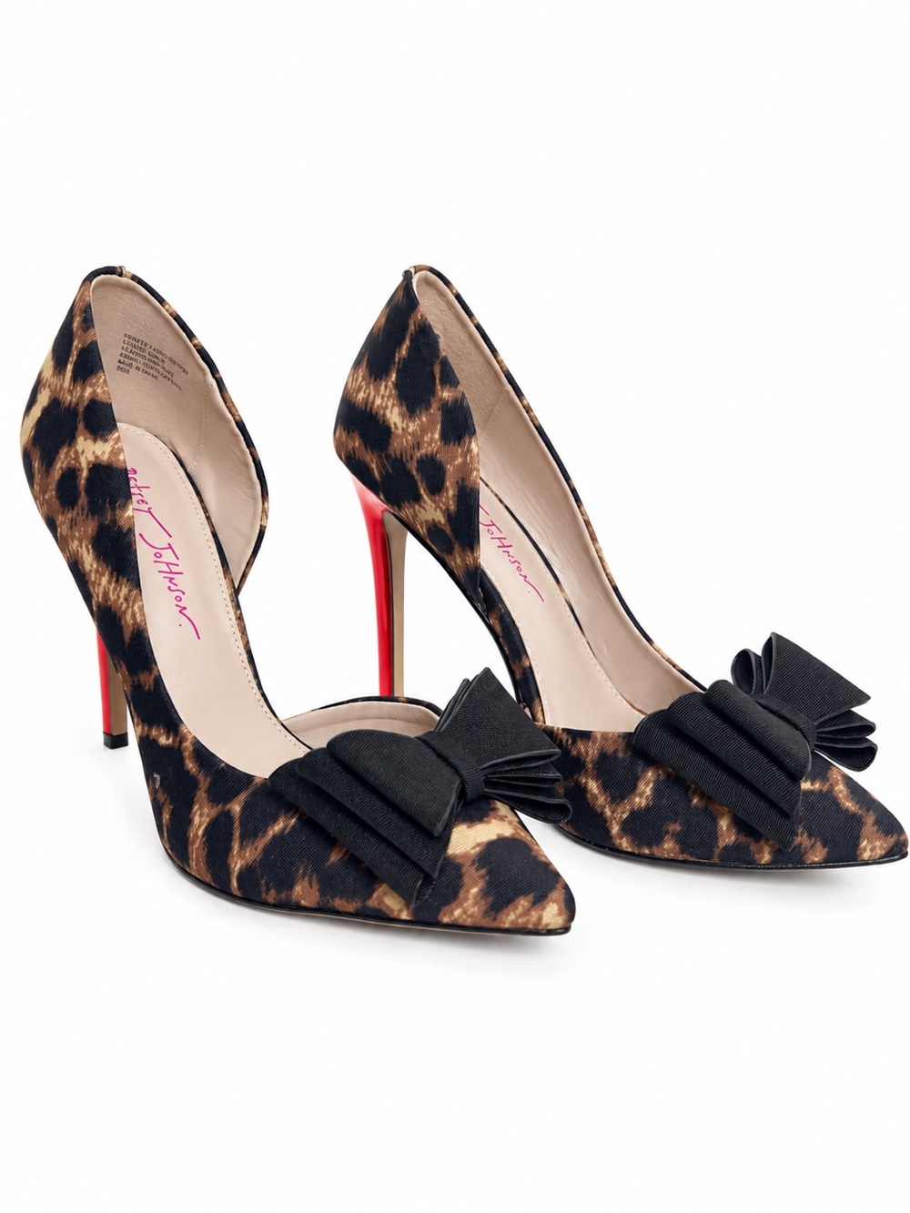 Betsey Johnson Prince-P Leopard Bow Red Heel Pumps 7.5